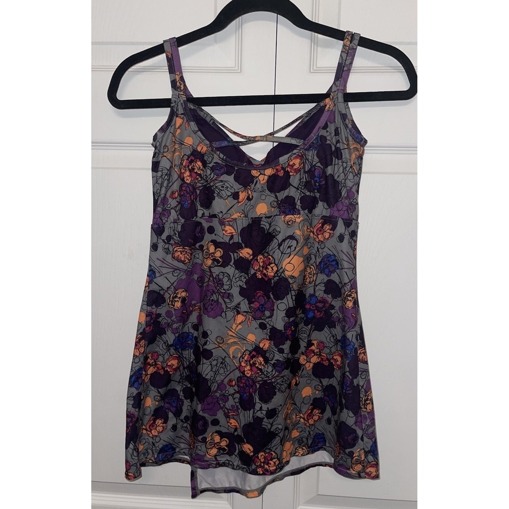 REI CO-OP Sariska Tunic Print Bra Top Tank Purple Women's 4 Athleisure Lagenlook - Picture 3 of 6